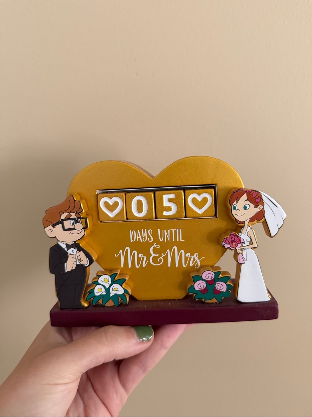 “UP” Mr & Mrs Wedding Countdown Plaque